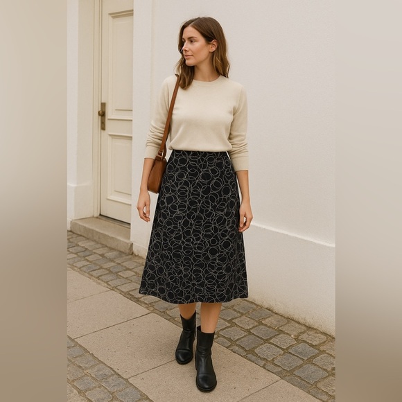 i.e. Black Silk Midi Skirt Sz 12 | Quiet Luxury Capsule Wardrobe Y2K - Picture 2 of 13